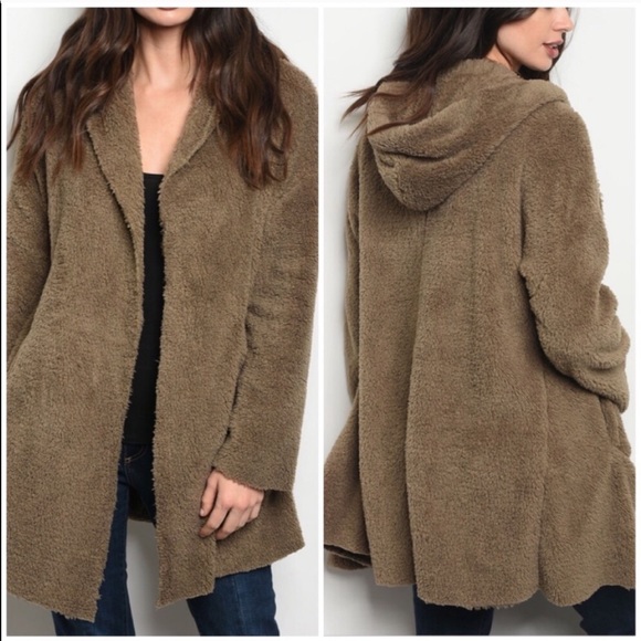 Jackets & Blazers - RESTOCK SHERPA FAUX FUR MOCHA- hoodie